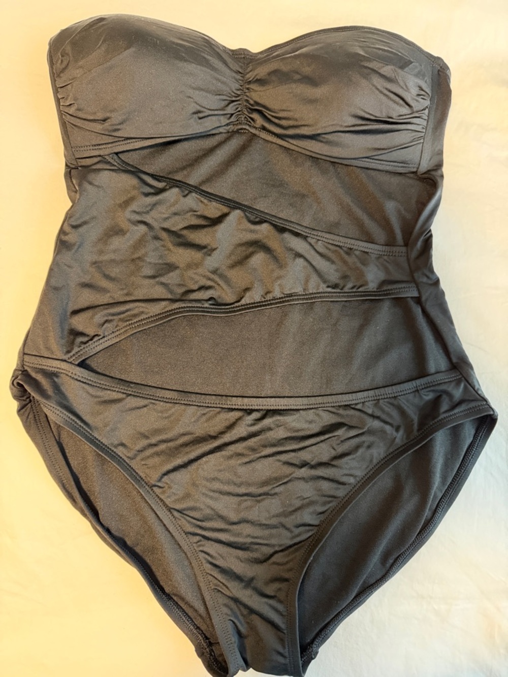 a.n.a Black Strapless Ruched One-Piece Swimsuit